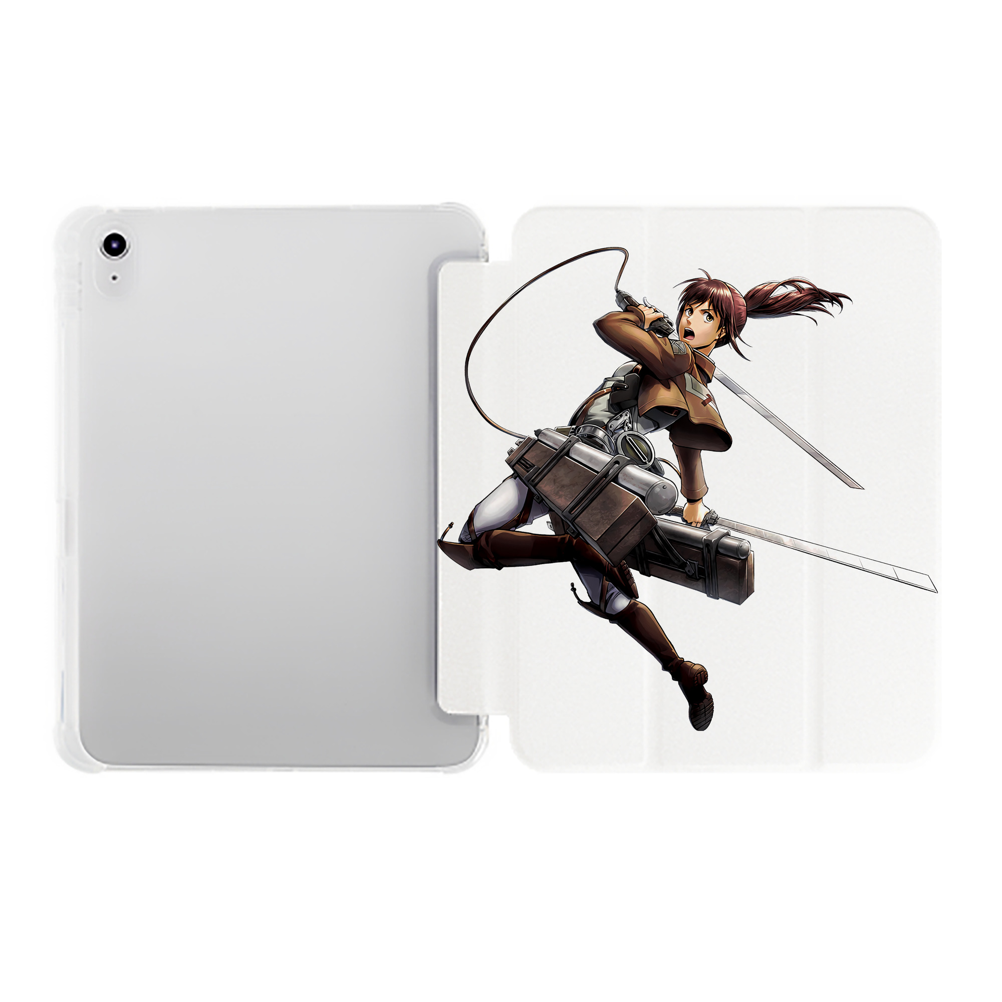 （画像用） 進撃の巨人 サシャ·ブラウス Attack on Titan Sasha Blaus IPad ケース ペン収納付き 三つ折りスタンド PUレザー×シリコン 対応機種9.5/10.5/10.9インチ